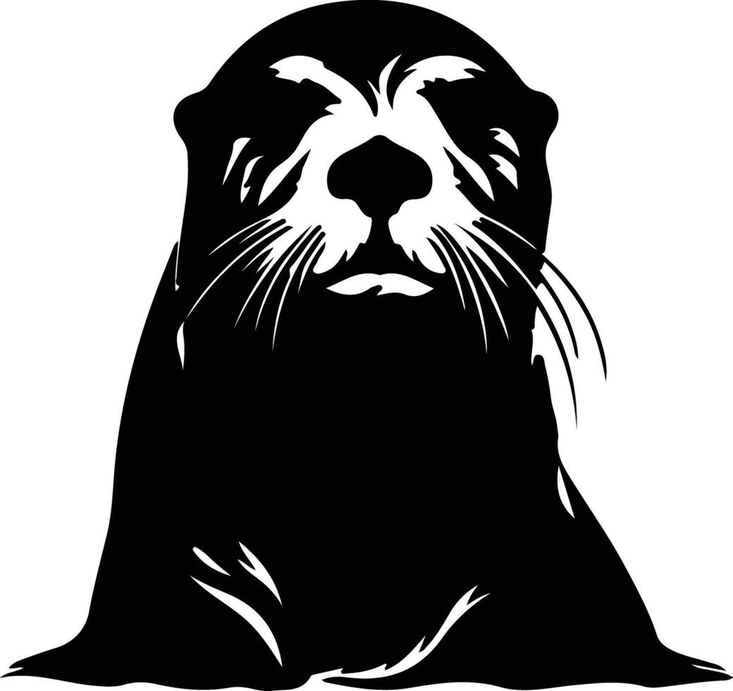 zee Otter zwart silhouet vector