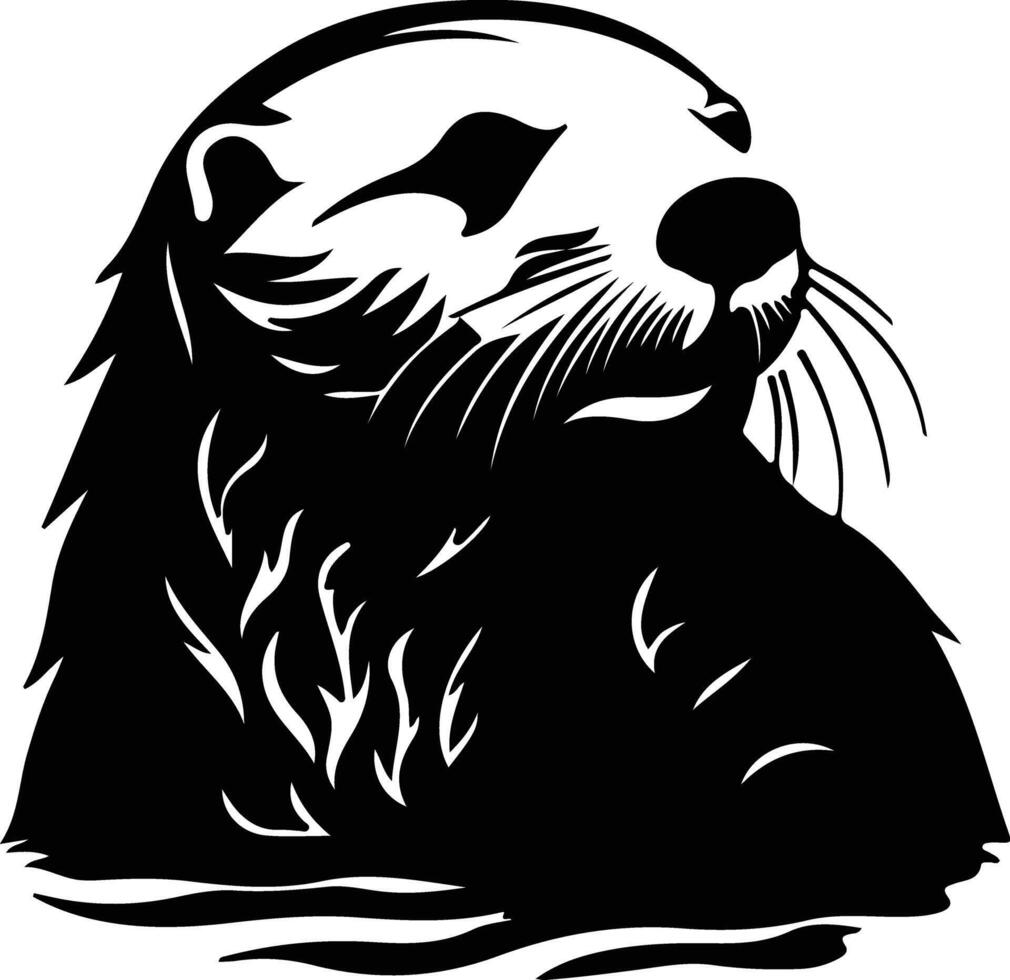 zee Otter zwart silhouet vector