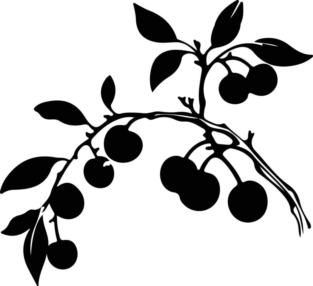 crabapple zwart silhouet vector