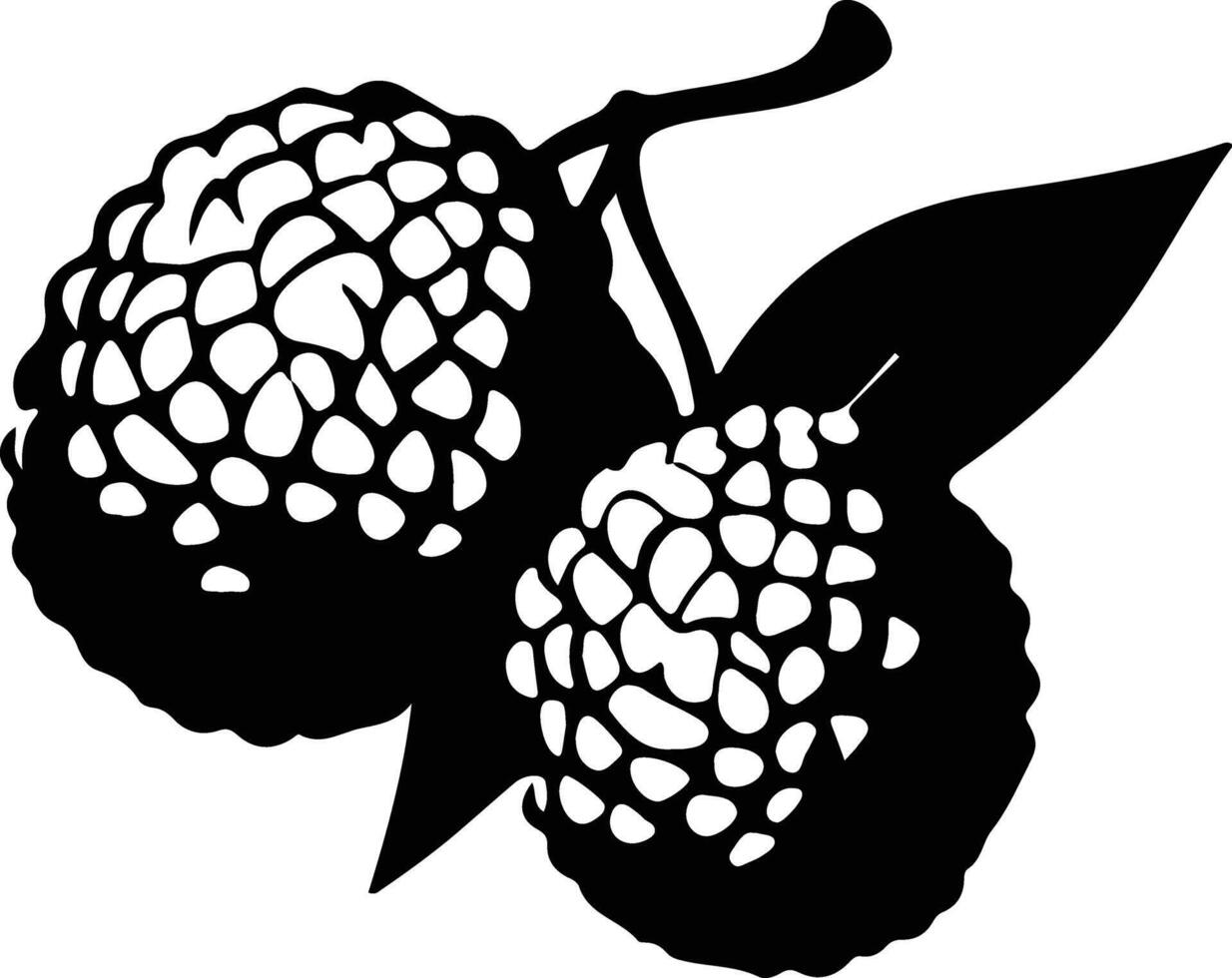 lychee zwart silhouet vector