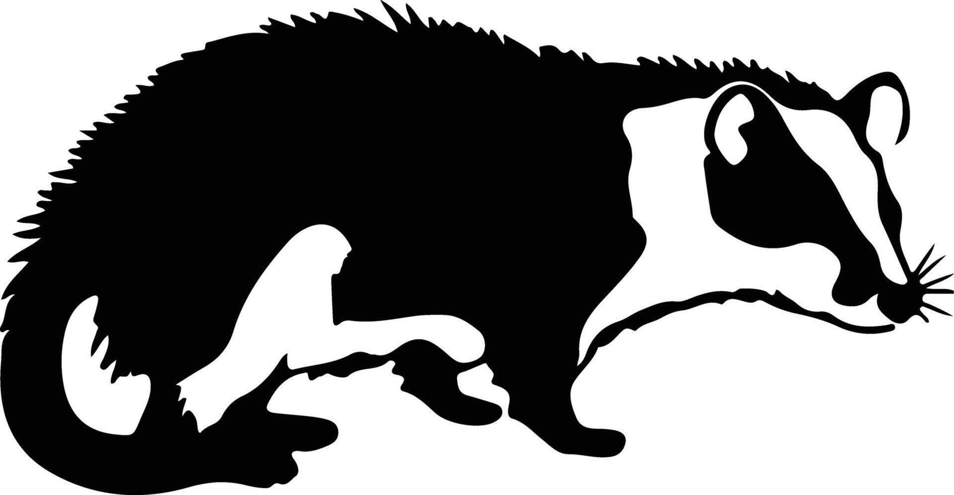 Virginia opossum zwart silhouet vector