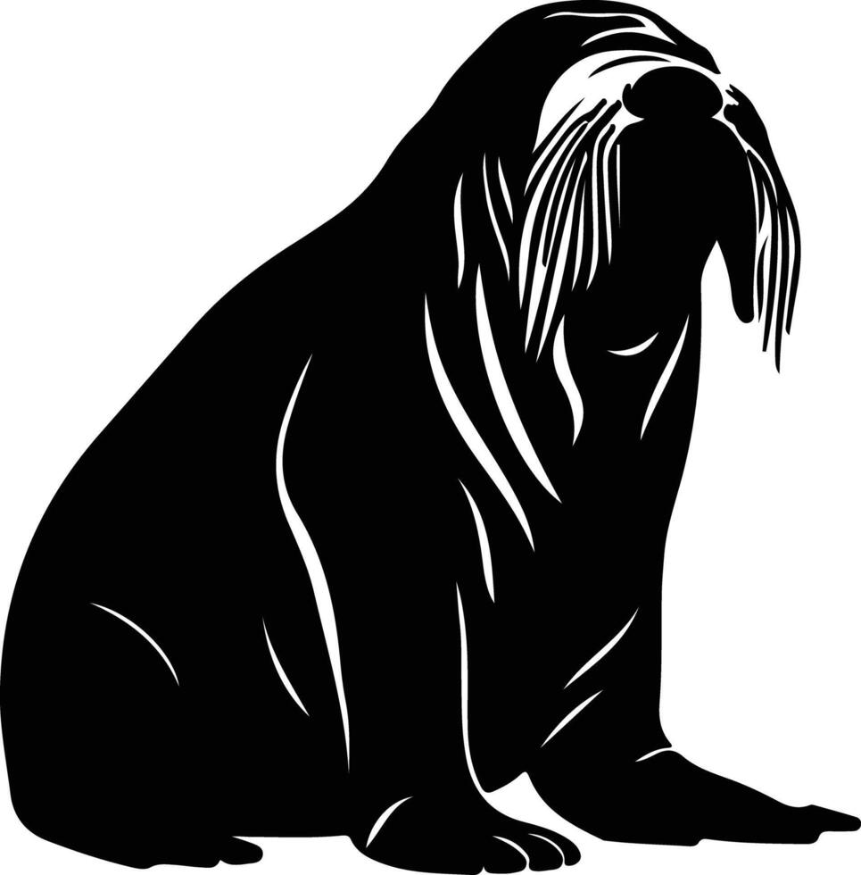 walrus zwart silhouet vector