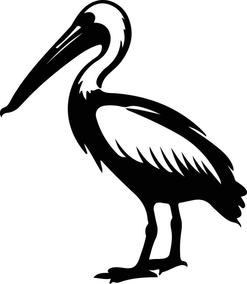 wit pelikaan zwart silhouet vector
