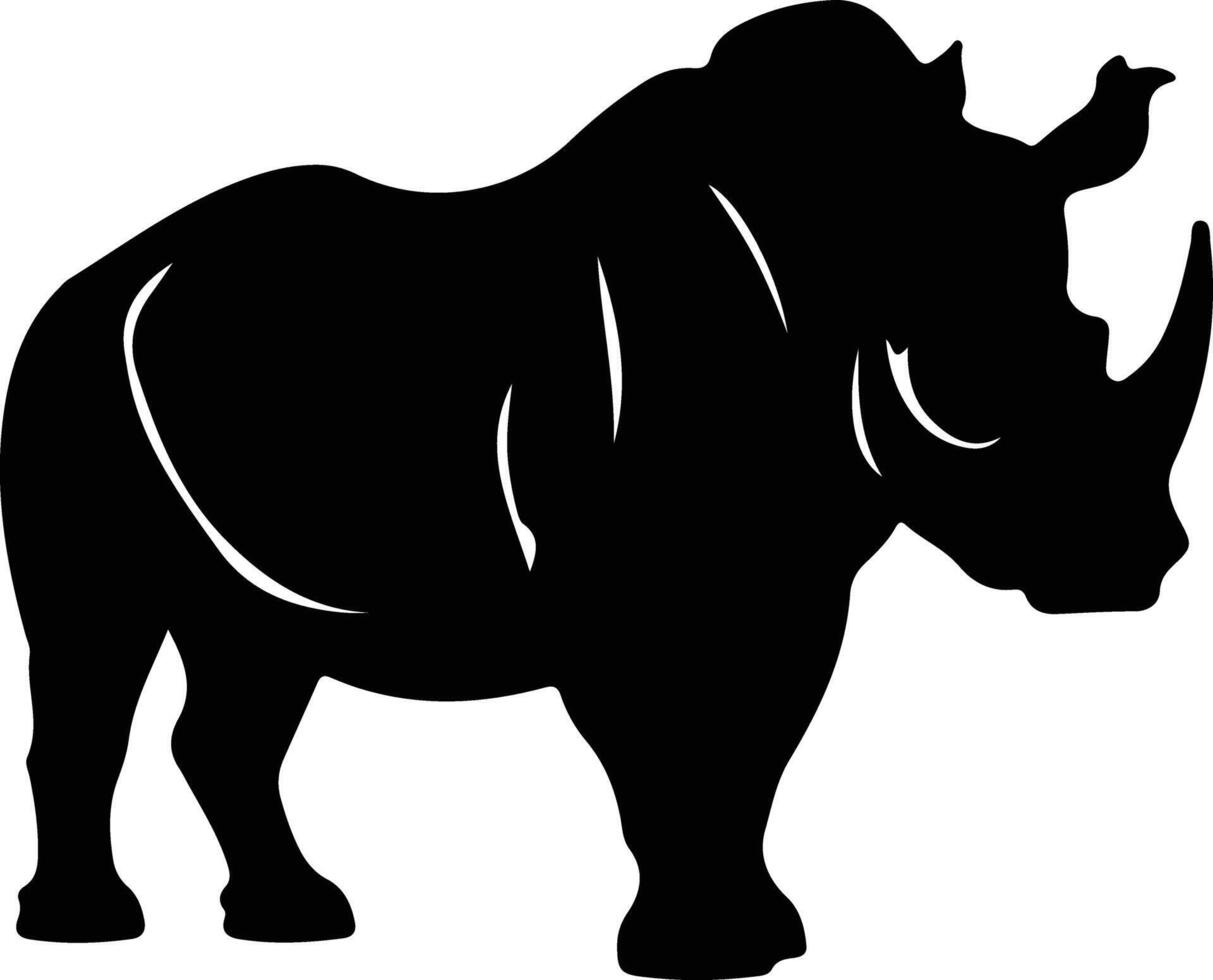 wollig neushoorn zwart silhouet vector