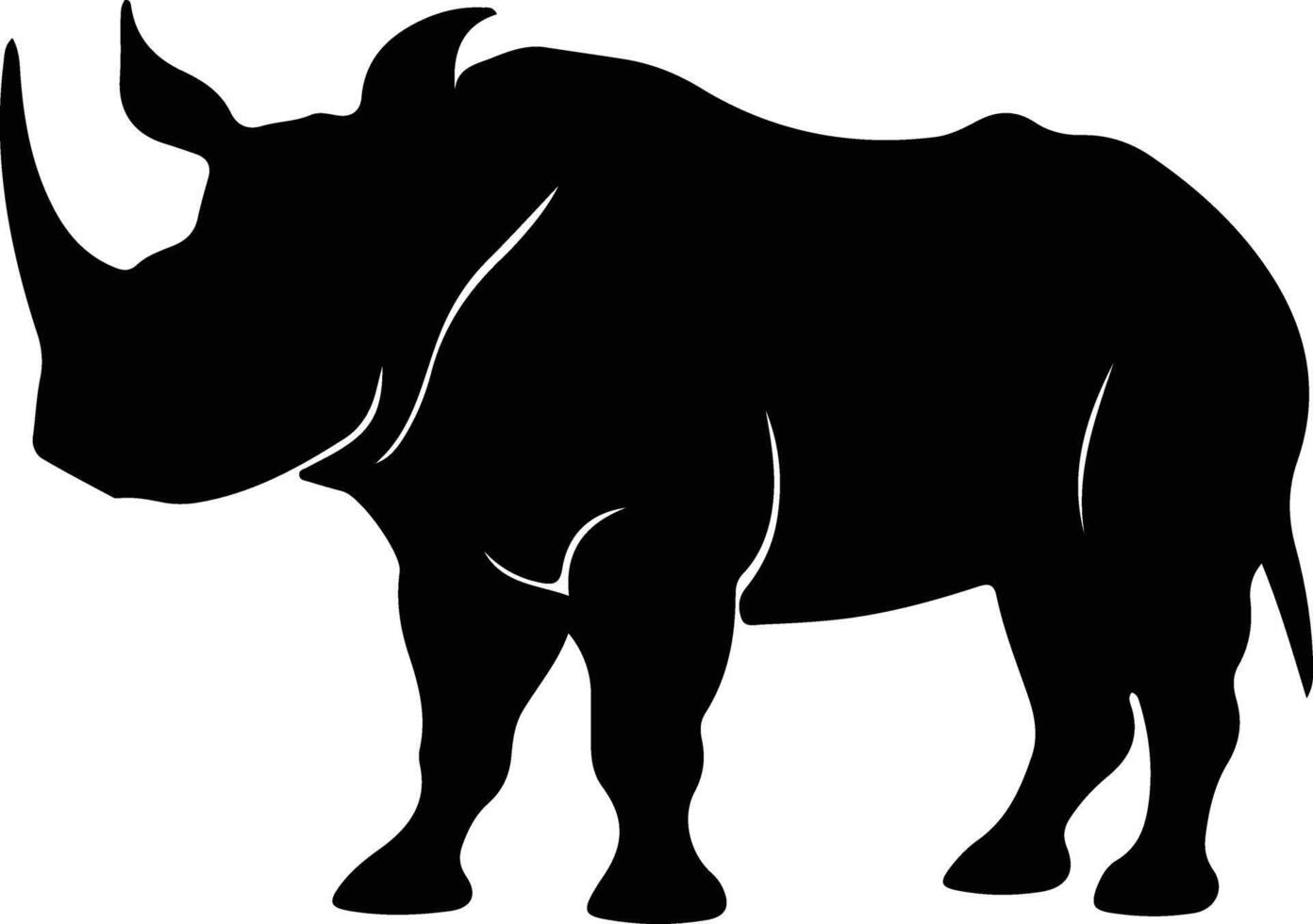 wollig neushoorn zwart silhouet vector