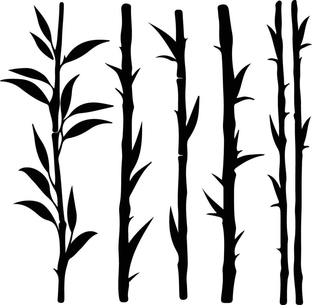 bamboe schiet zwart silhouet vector