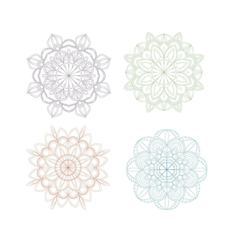 vector reeks van kleurrijk bloemen mandala's decoratief luxe mandala ontwerp elegant kleurrijk mandala achtergrond symmetrisch kleurrijk patroon, Indisch patroon, oosters geklets