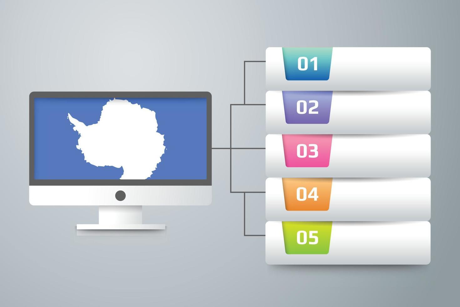 vlag van antarctica met infographic ontwerp integreren met computermonitor vector