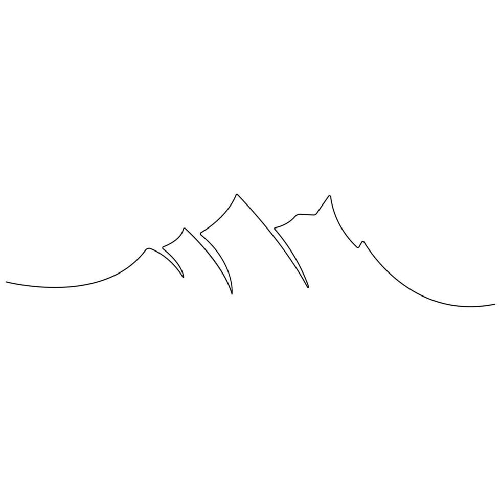 doorlopend single lijn kunst tekening van berg landschap top visie van mounts schets vector illustratie