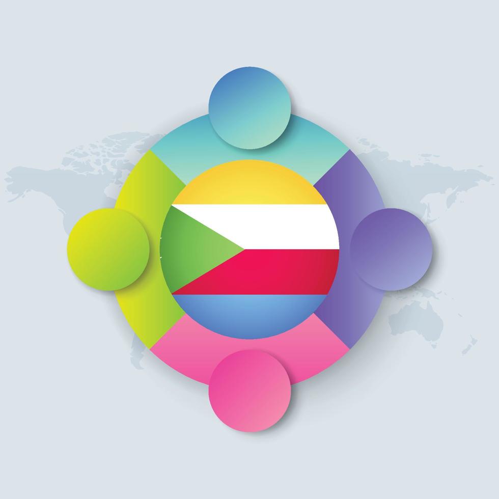 vlag van de comoren met infographic ontwerp geïsoleerd op wereldkaart vector