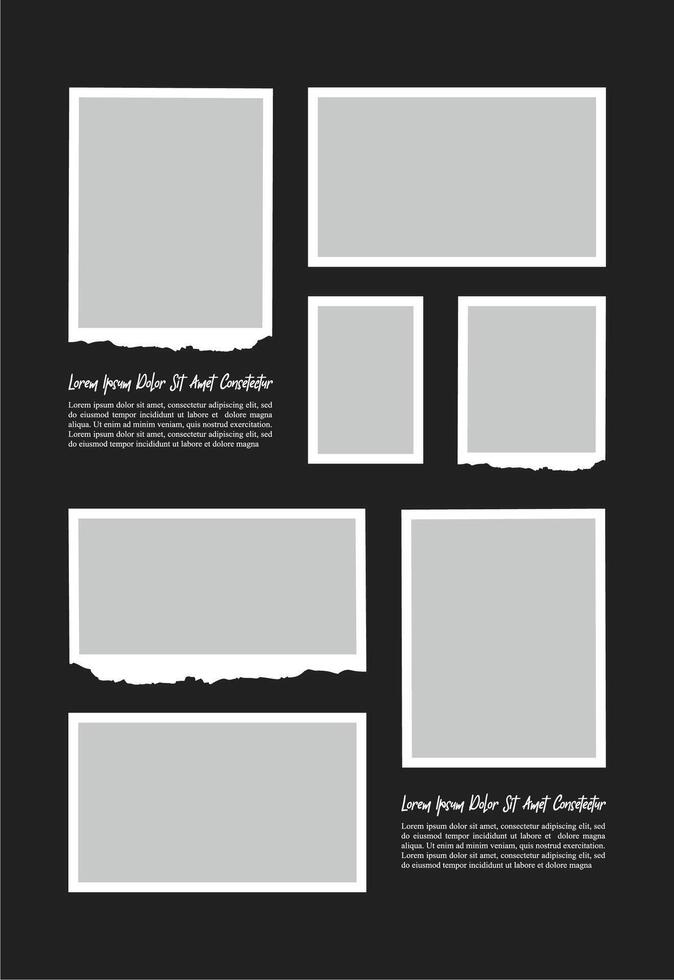 afbeeldingen of foto's kader collage. comics bladzijde rooster lay-out abstract foto kaders en digitaal foto muur sjabloon vector