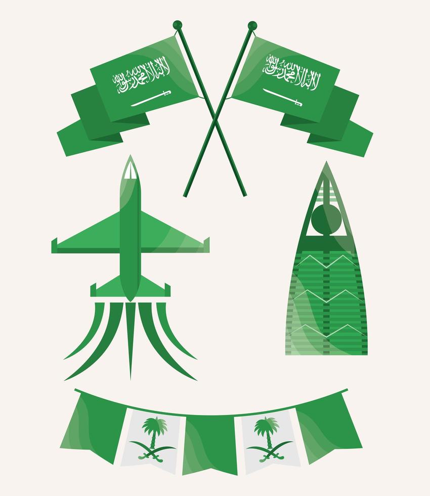 groene set saoedi-arabië dag vector