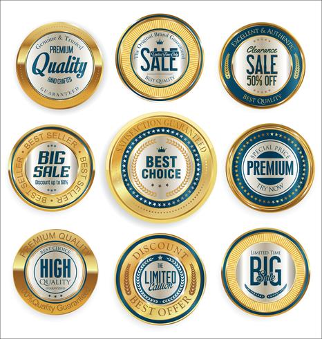 Luxe premium gouden insignes en labels vector