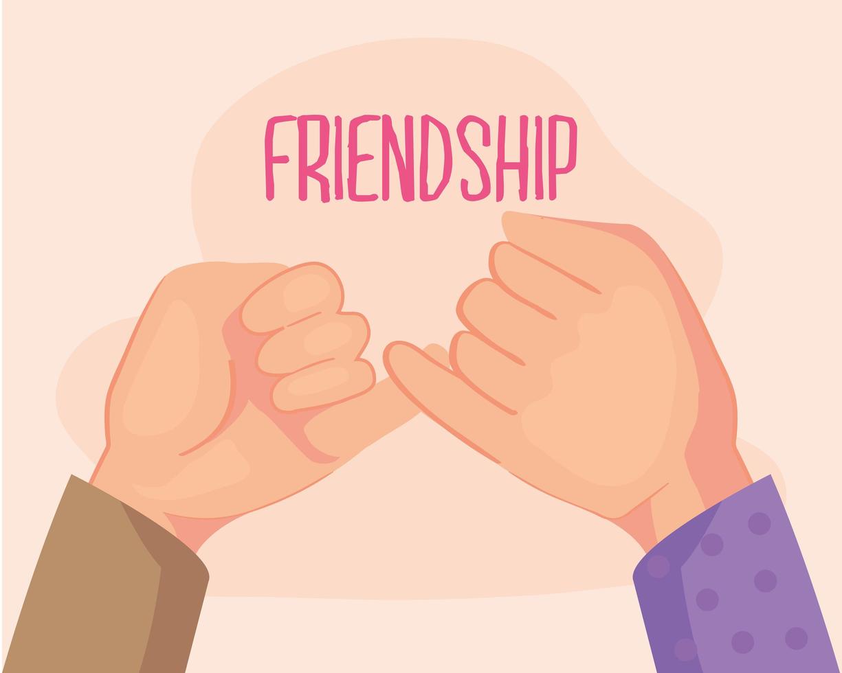 vriendschapskaart met handen die belofte doen vector