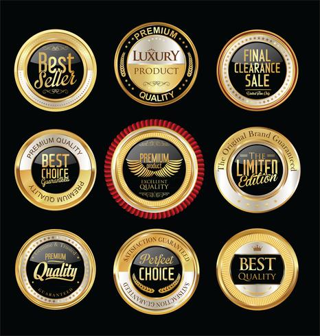 Luxe premium gouden insignes en labels vector