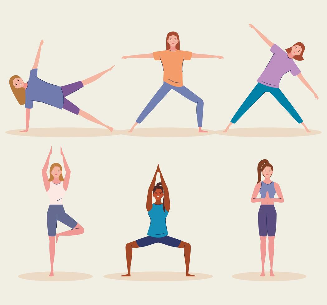 vrouwen die yoga doen vector