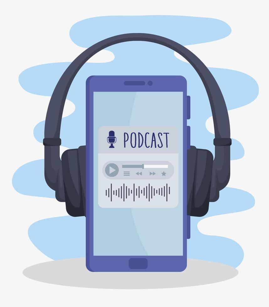 podcast-app op smartphone vector