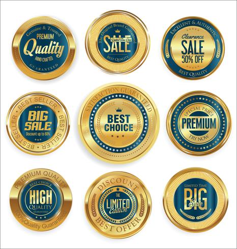 Luxe premium gouden insignes en labels vector