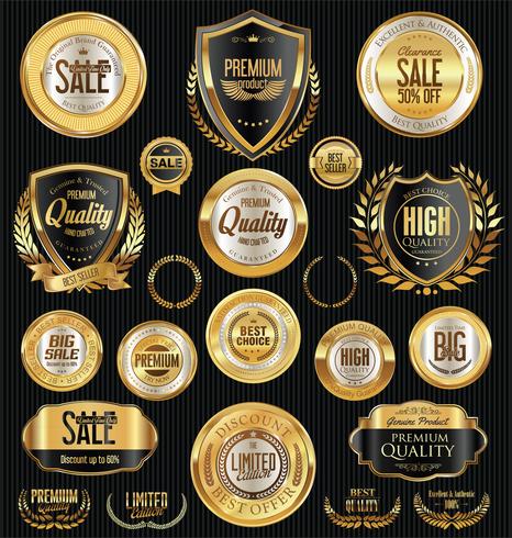 Luxe premium gouden insignes en labels vector