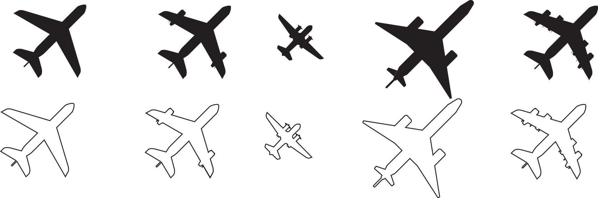 vliegtuig eenvoudige pictogrammen instellen vector. vliegtuig symbool vector