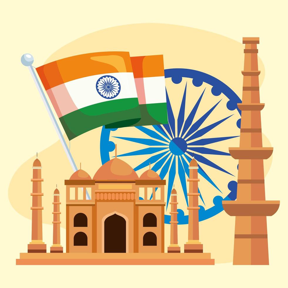 India onafhankelijkheidsdag icon set vector