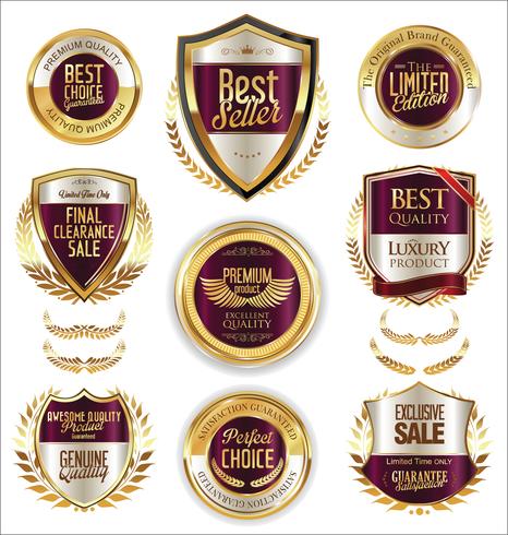 Luxe premium gouden insignes en labels vector