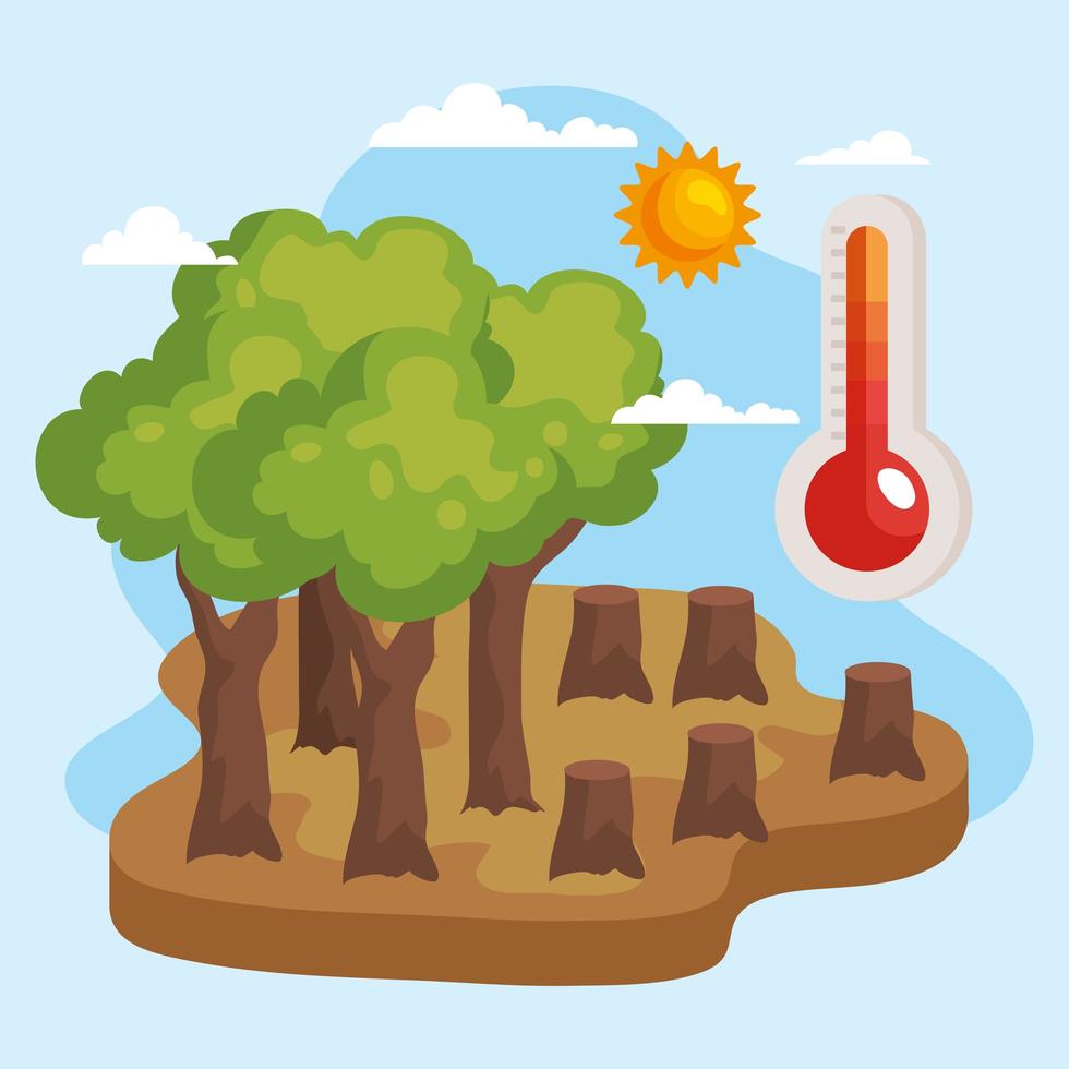 houtkap met gekapte bomen vector