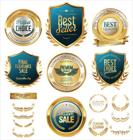 Luxe premium gouden insignes en labels vector