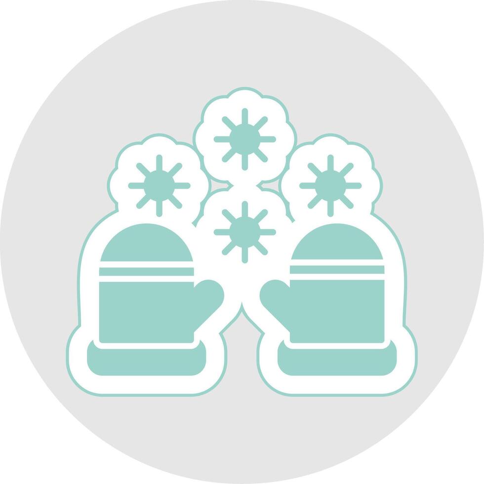 winter handschoenen glyph veelkleurig sticker icoon vector