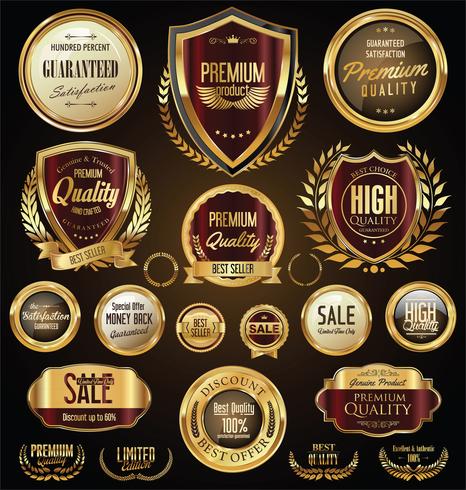 Luxe premium gouden insignes en labels vector