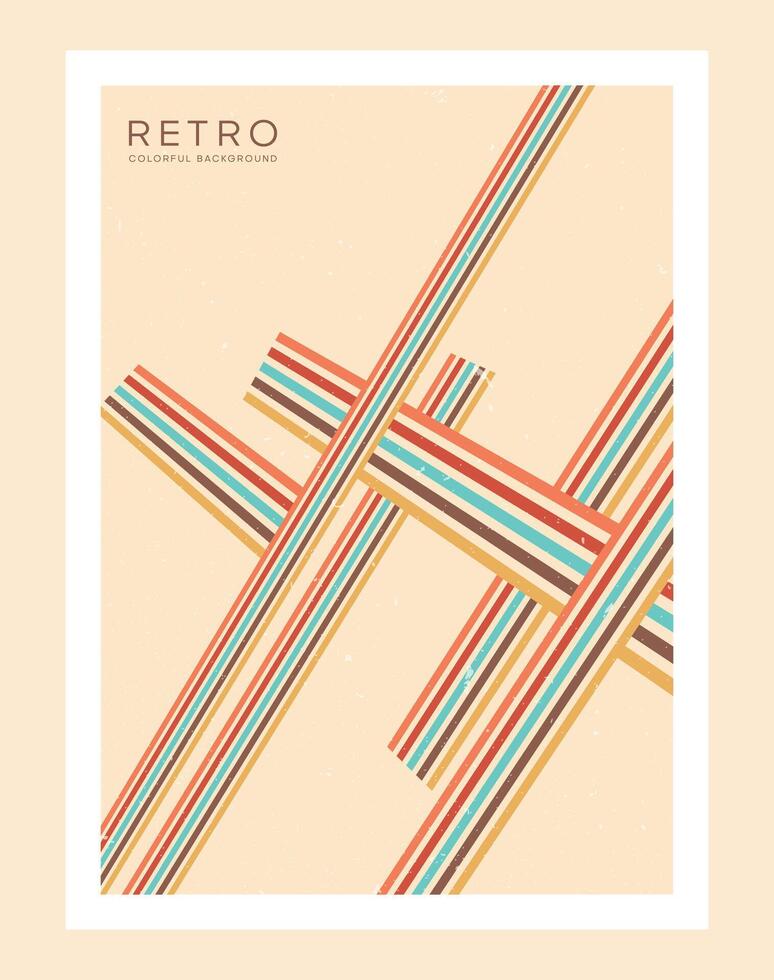 jaren 70 abstract retro lijn stijl esthetisch decoratie poster vector
