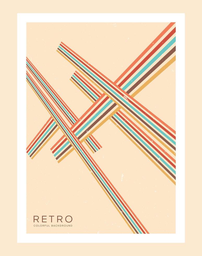 jaren 70 abstract retro lijn stijl esthetisch decoratie poster vector
