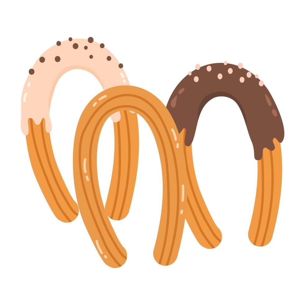 churros met suiker en chocola saus vector