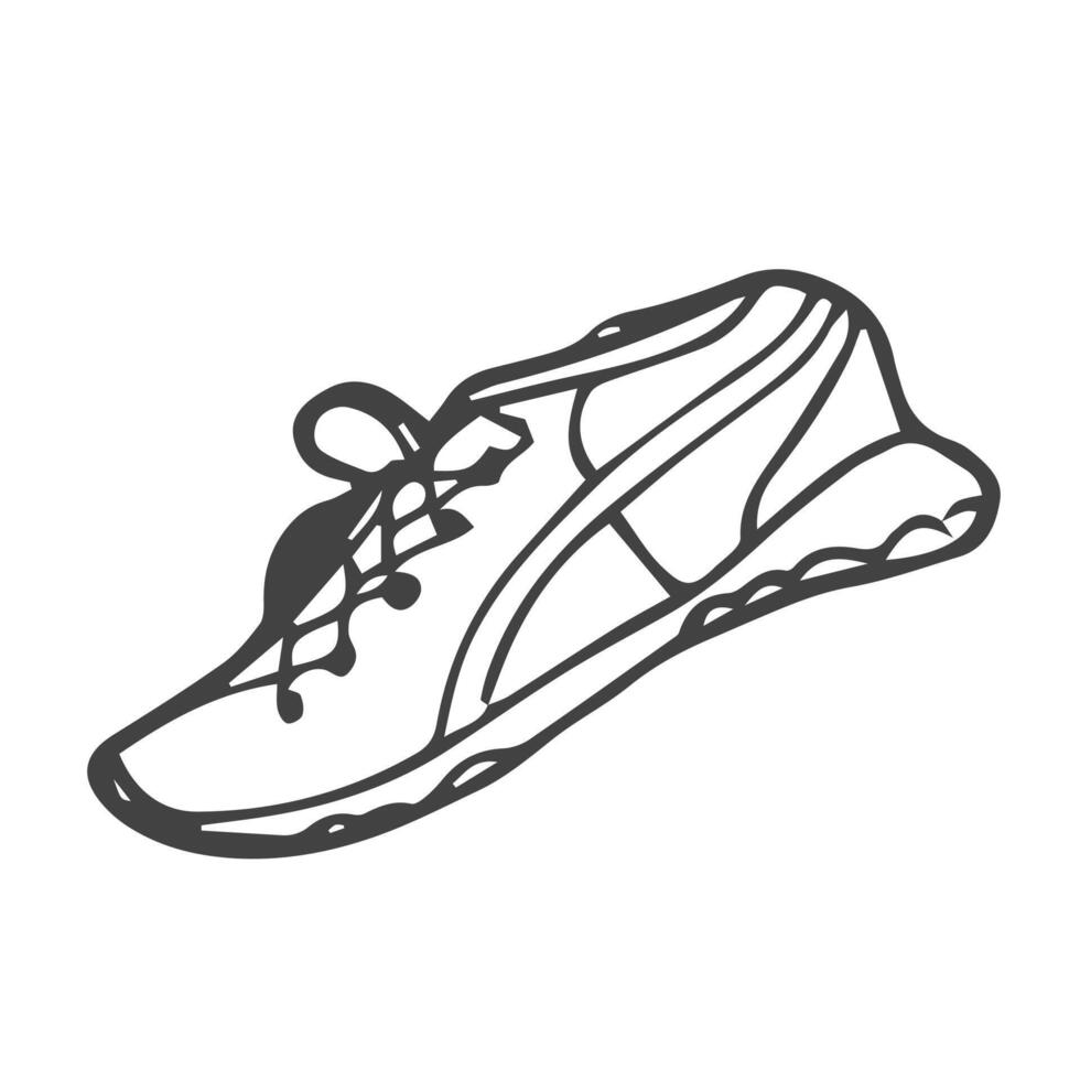 hand- getrokken sportschoenen, Sportschool schoenen, kant en zool visie. vector