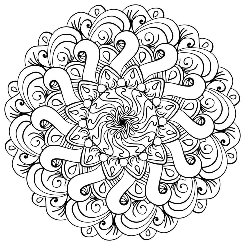 meditatief mandala met overladen motieven, kleur bladzijde voor creativiteit vector