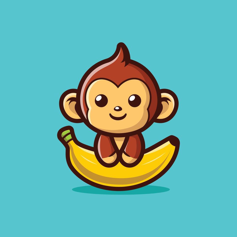 schattig aap Holding banaan tekenfilm vector icoon illustratie dier voedsel icoon concept geïsoleerd