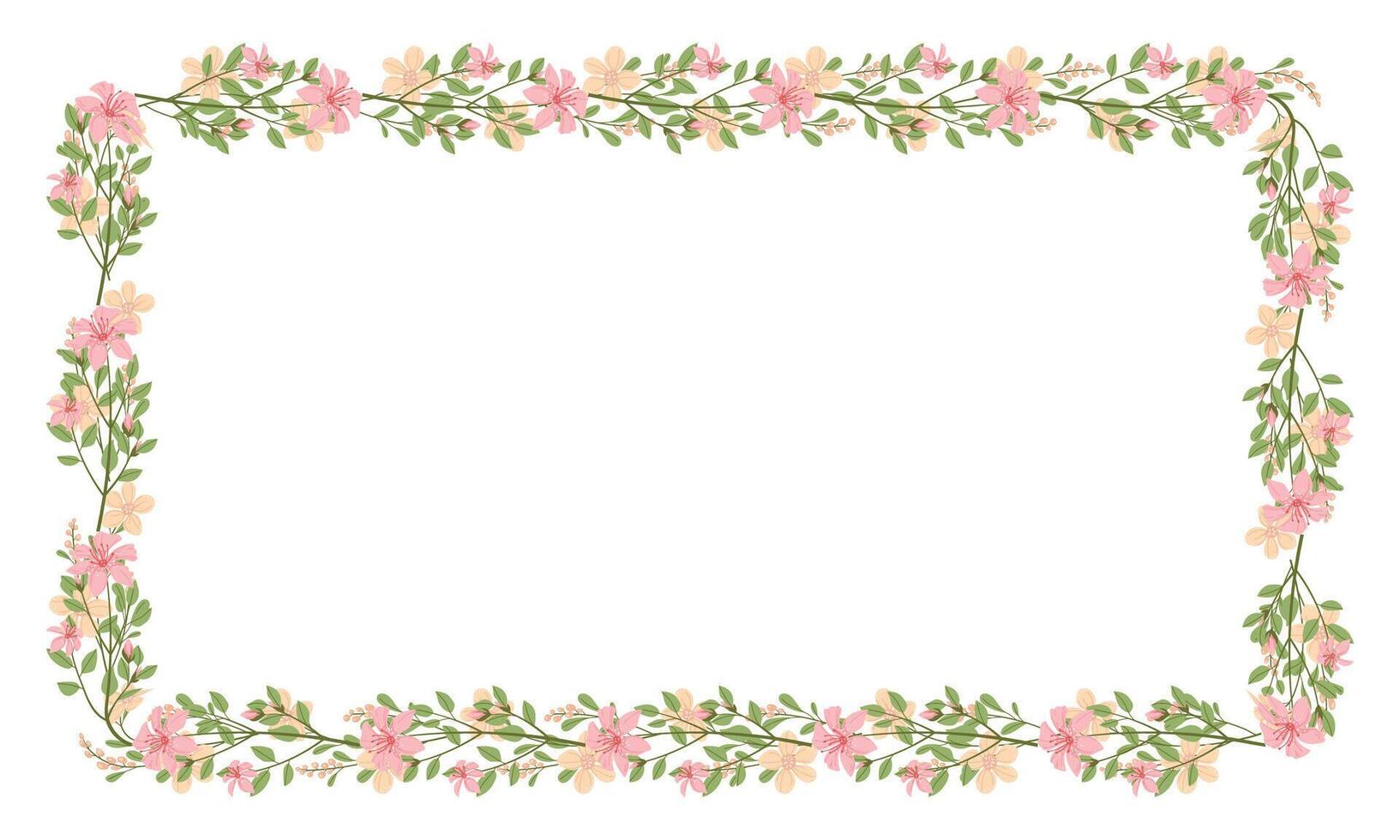 vector hand- getrokken bloemen kader Aan wit achtergrond
