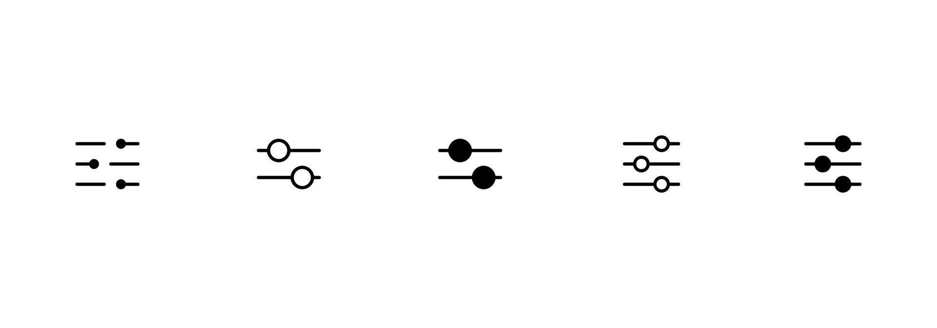 aanpassing icoon, controle, filter icoon vector set. menger symbool teken illustratie. monochroom icoon, horizontaal aanpassing knoppen