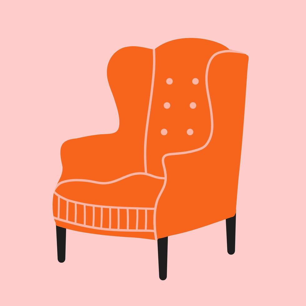 schattig fauteuil in tekenfilm stijl. gemakkelijk hand- getrokken stijl. vector illustratie.