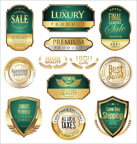 Luxe premium gouden insignes en labels vector