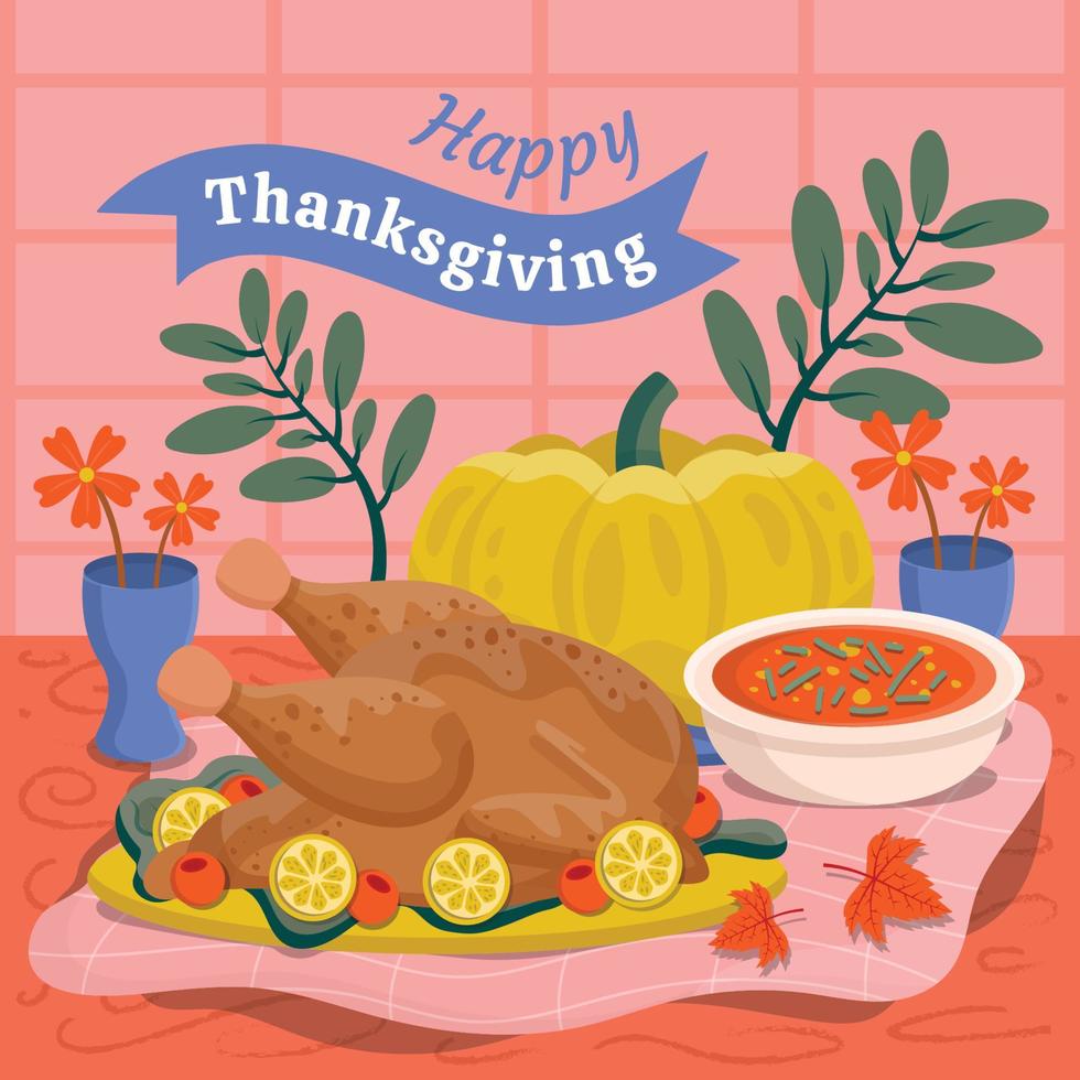 happy thanksgiving diner viering achtergrond sjabloon vector