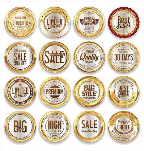 Luxe premium gouden insignes en labels vector