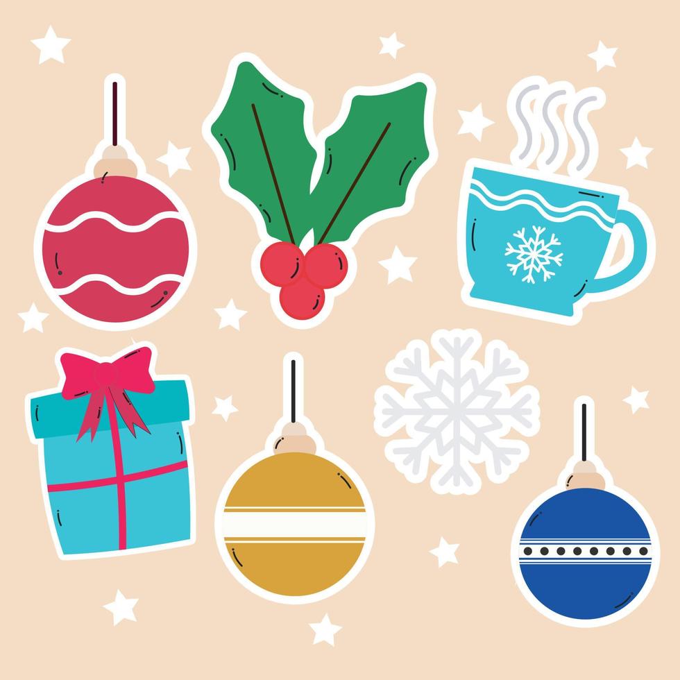 kerst elementen gratis vector sticker set bundel