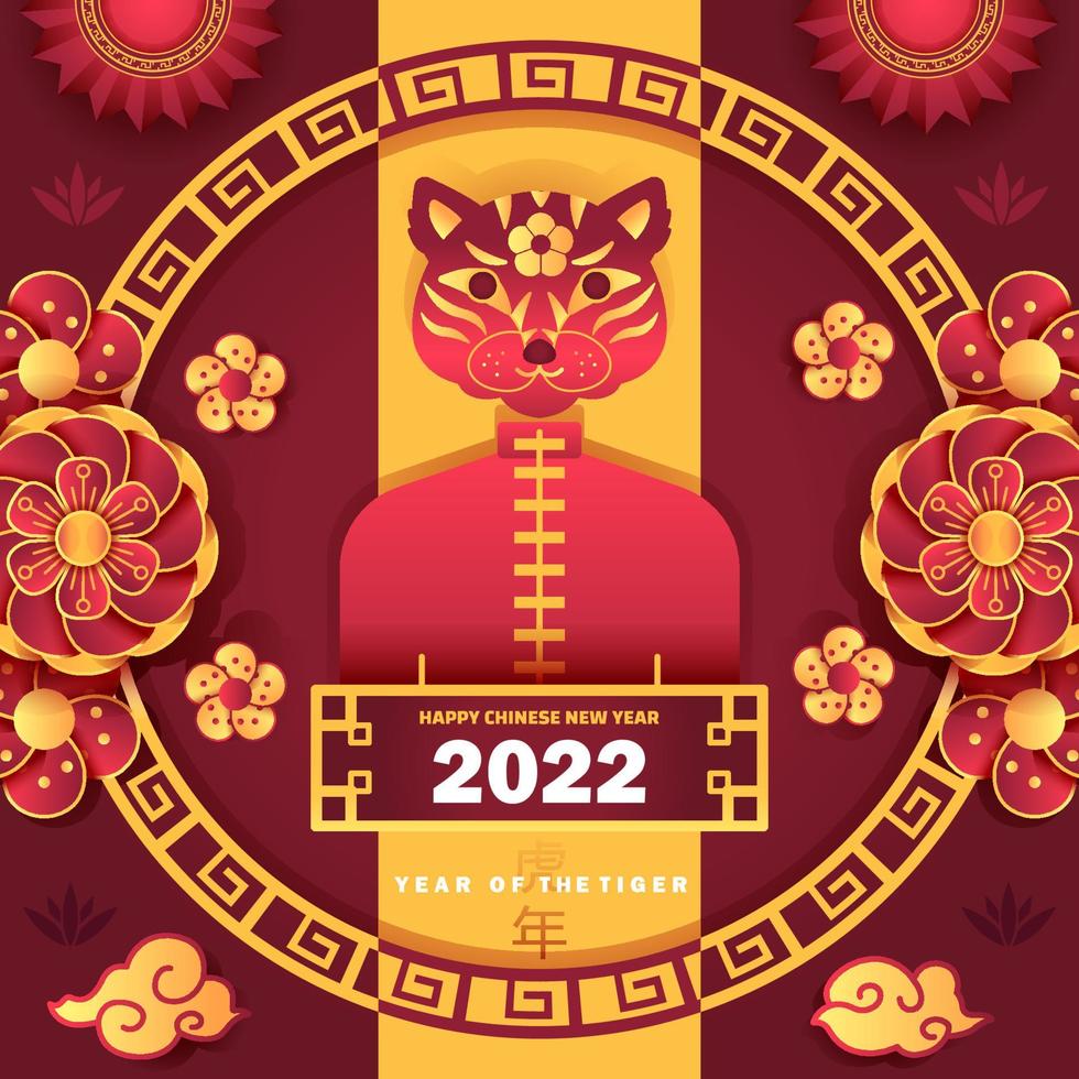 gelukkig chinees nieuwjaar 2022 jaar van de tijger vector