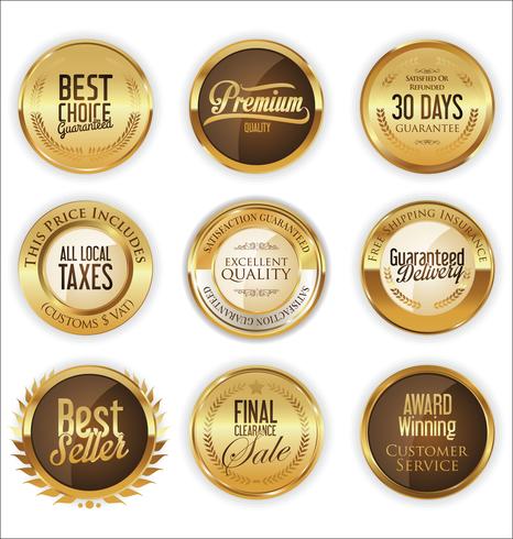 Luxe premium gouden insignes en labels vector