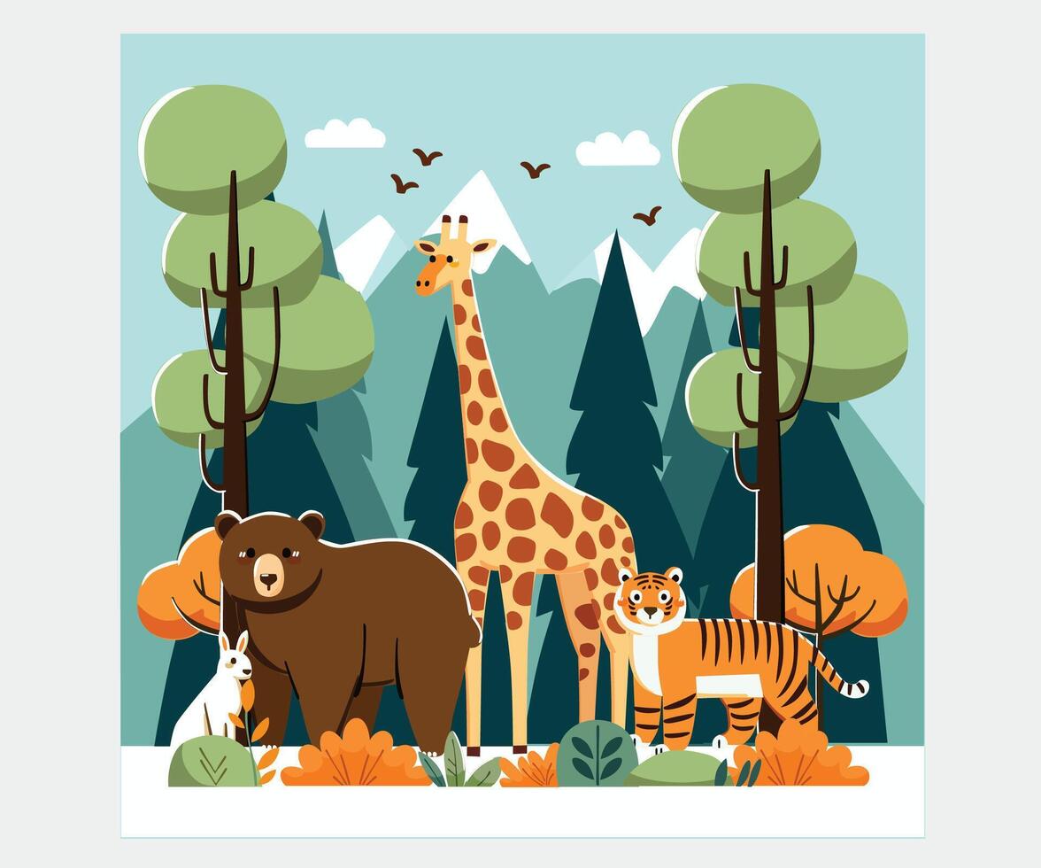 wereld dieren in het wild dag natuur milieu illustratie vector