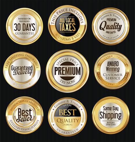 Luxe premium gouden insignes en labels vector