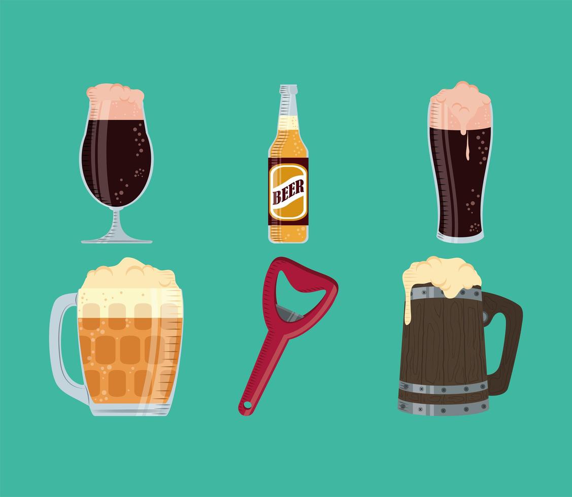 bierfles en mok vector