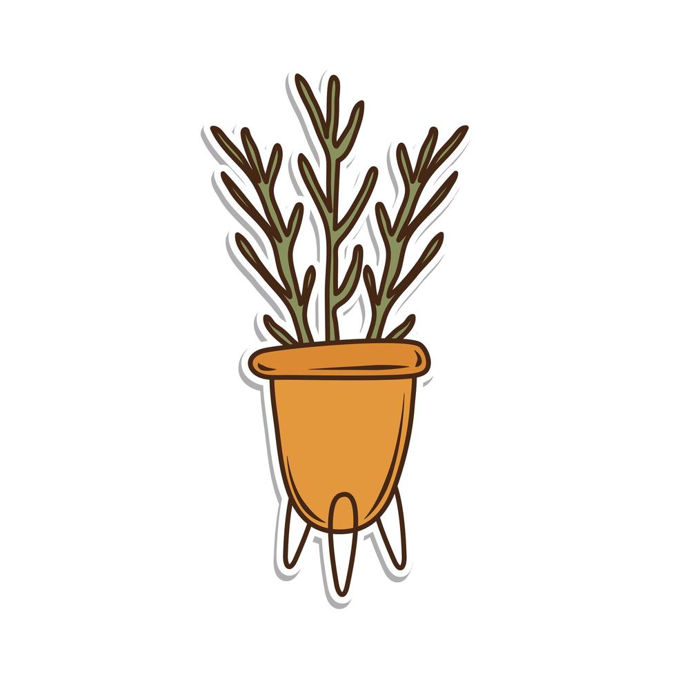 plant in pot sticker vector