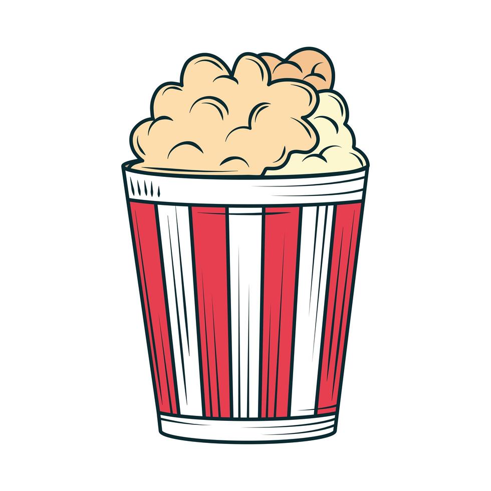 popcorn in gestreepte doos vector